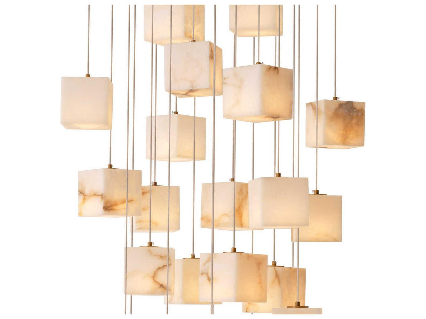 Eichholtz Duboce 25-Light Chandelier with Alabaster Blocks in Antique Brass