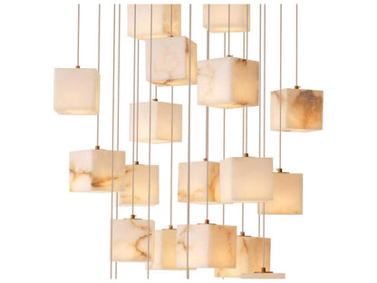 Eichholtz Duboce 25-Light Chandelier with Alabaster Blocks in Antique Brass