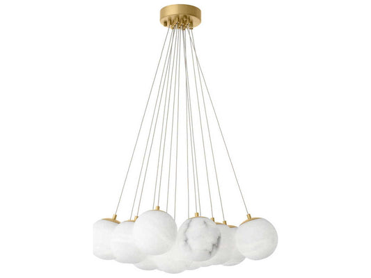 Eichholtz Sphinx 13-Light Alabaster Chandelier in Antique Brass