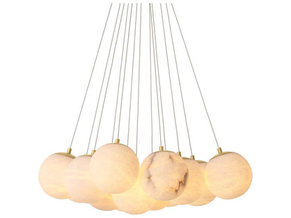 Eichholtz Sphinx 13-Light Alabaster Chandelier in Antique Brass