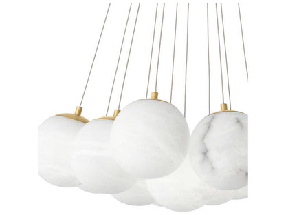 Eichholtz Sphinx 13-Light Alabaster Chandelier in Antique Brass