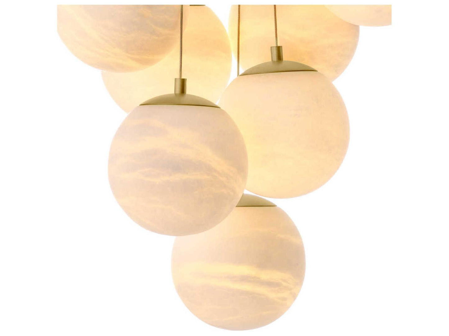 Eichholtz Sphinx 13-Light Alabaster Chandelier in Antique Brass