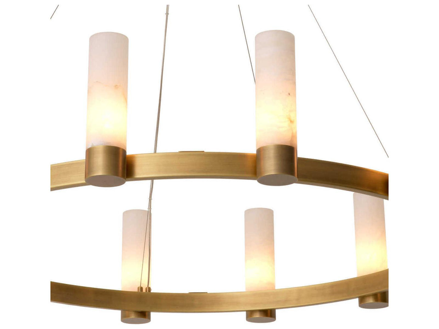 Eichholtz Castro 12-Light Chandelier in Antique Brass with Alabaster Cylinders