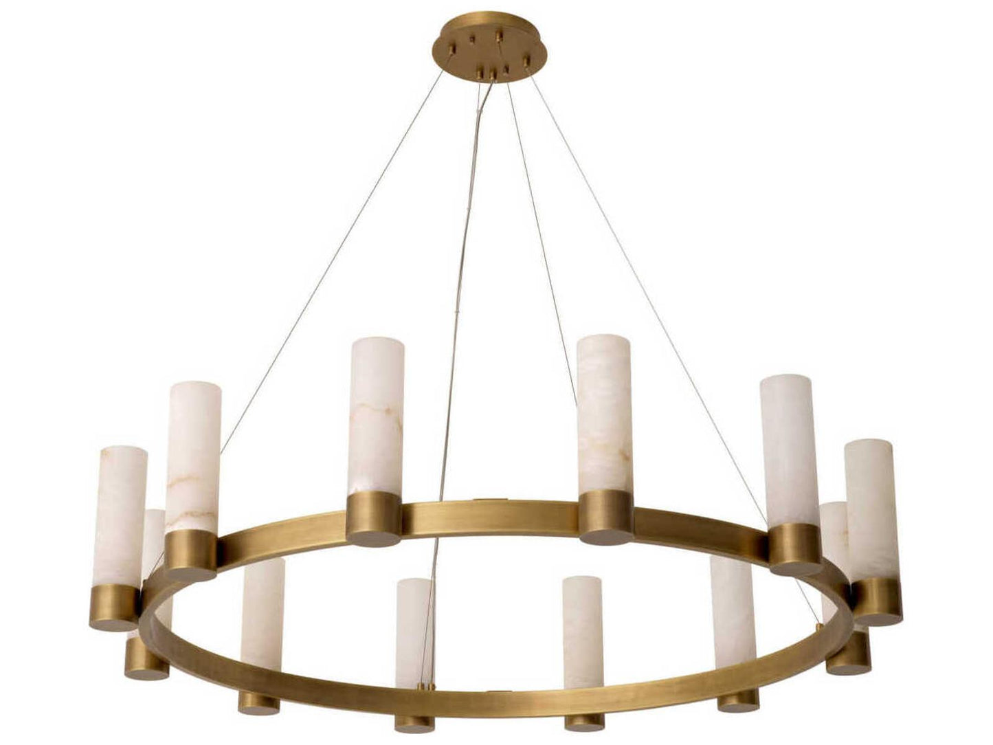 Eichholtz Castro 12-Light Chandelier in Antique Brass with Alabaster Cylinders