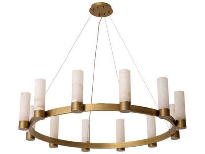 Eichholtz Castro 12-Light Chandelier in Antique Brass with Alabaster Cylinders