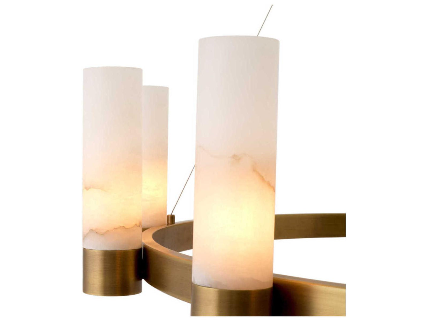 Eichholtz Castro 12-Light Chandelier in Antique Brass with Alabaster Cylinders