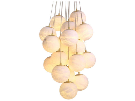 Eichholtz Sphinx L Antique Brass 19-Light Chandelier with Alabaster