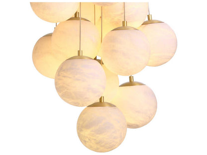 Eichholtz Sphinx L Antique Brass 19-Light Chandelier with Alabaster