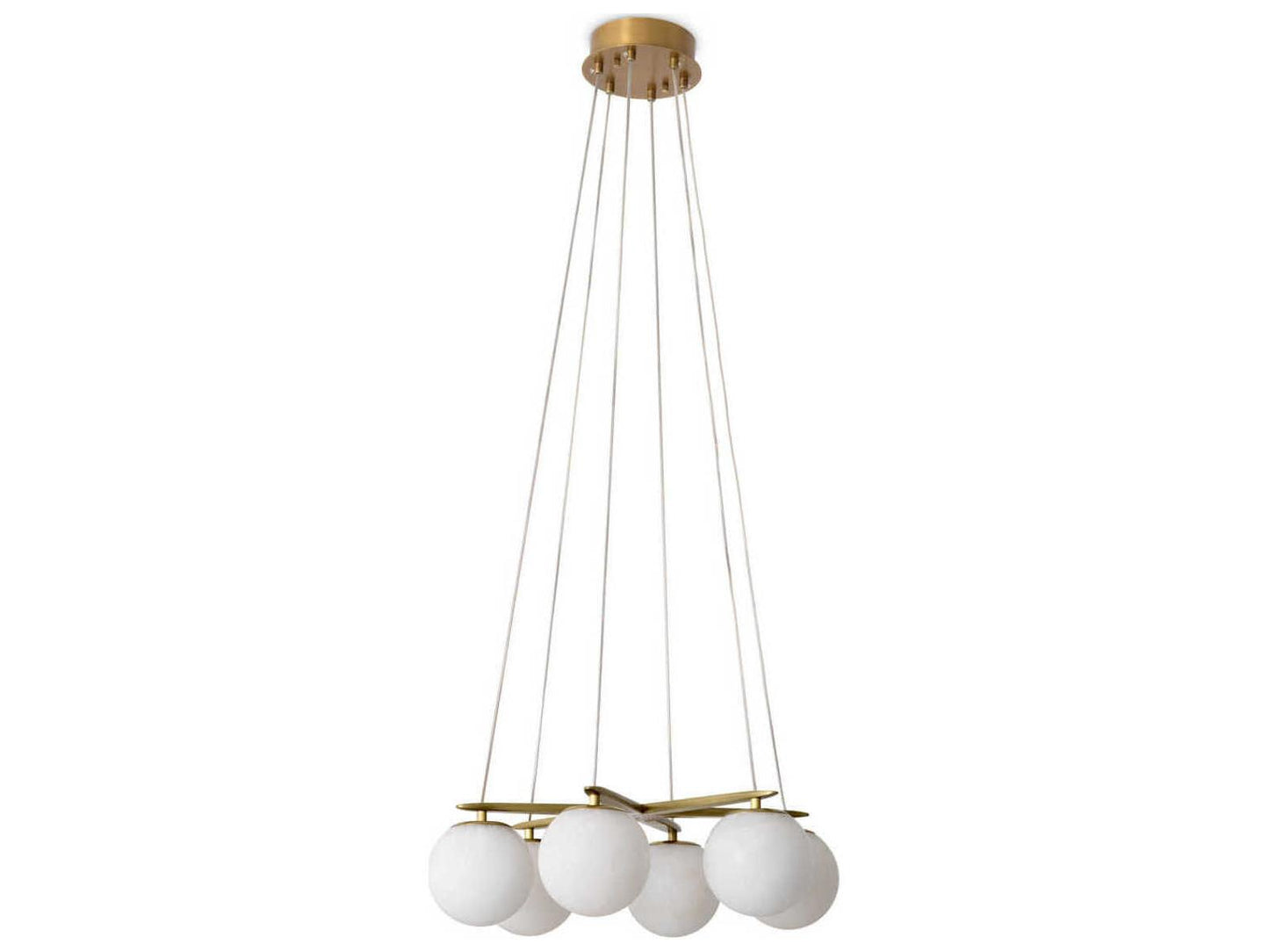 Eichholtz Morro 6-Light Chandelier with Alabaster Globes in Antique Brass