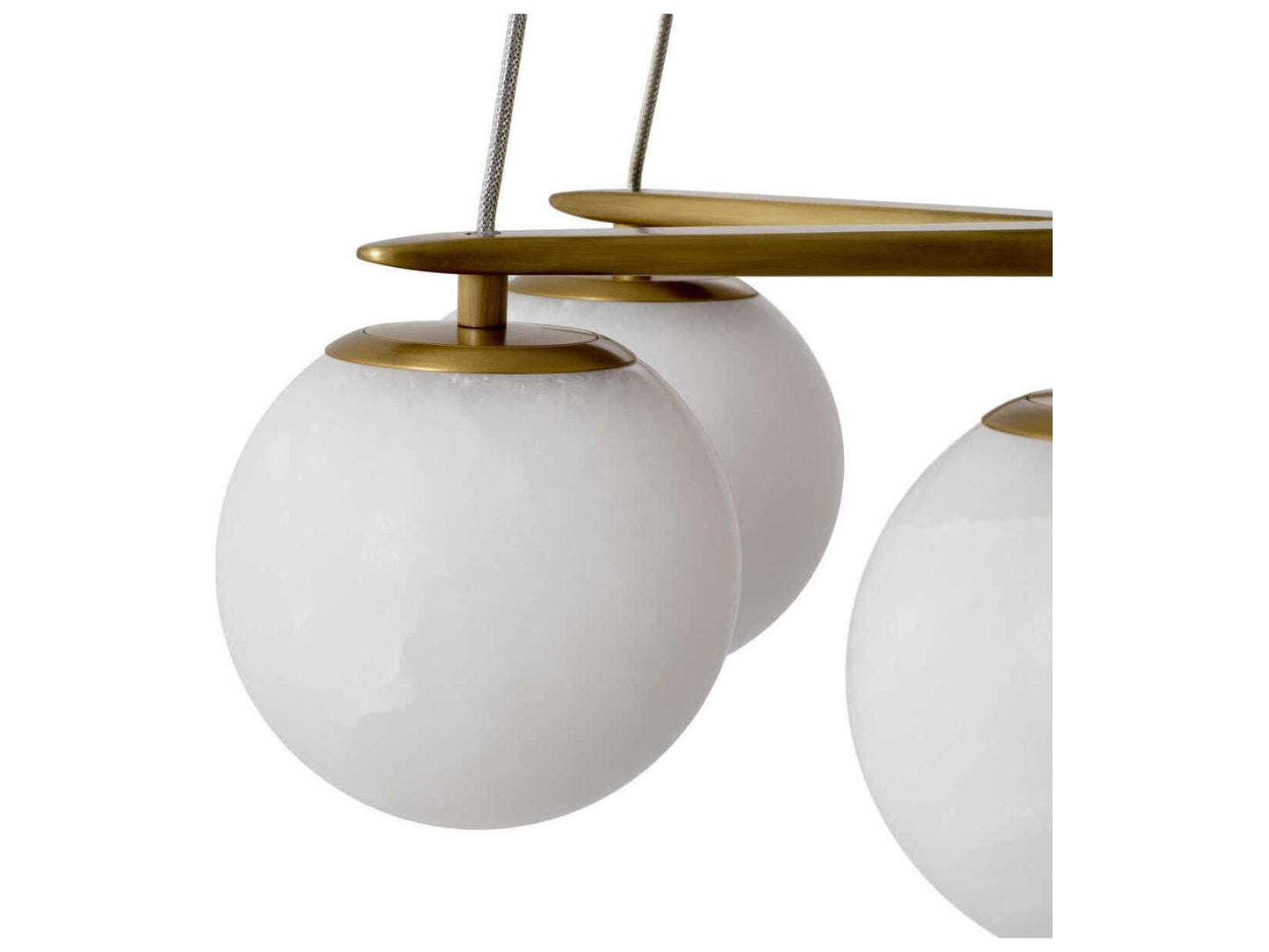 Eichholtz Morro 6-Light Chandelier with Alabaster Globes in Antique Brass