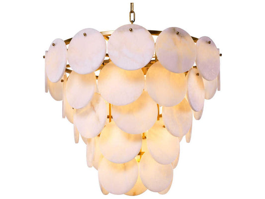 Eichholtz Clementina 9-Light Chandelier in Antique Brass and Alabaster