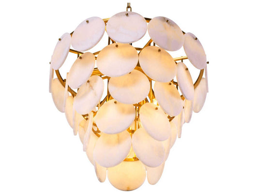 Eichholtz Clementina 9-Light Chandelier in Antique Brass and Alabaster