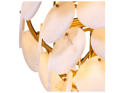 Eichholtz Clementina 9-Light Chandelier in Antique Brass and Alabaster