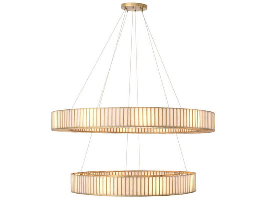 Eichholtz 18-Light Monari Chandelier in Antique Brass with Handmade Glass