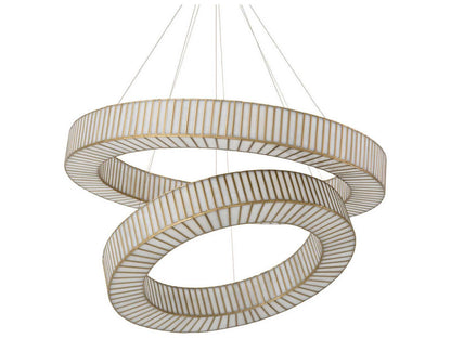 Eichholtz 18-Light Monari Chandelier in Antique Brass with Handmade Glass