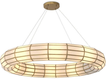 Eichholtz Ronco 10-Light Antique Brass Chandelier with Handmade Glass Panels