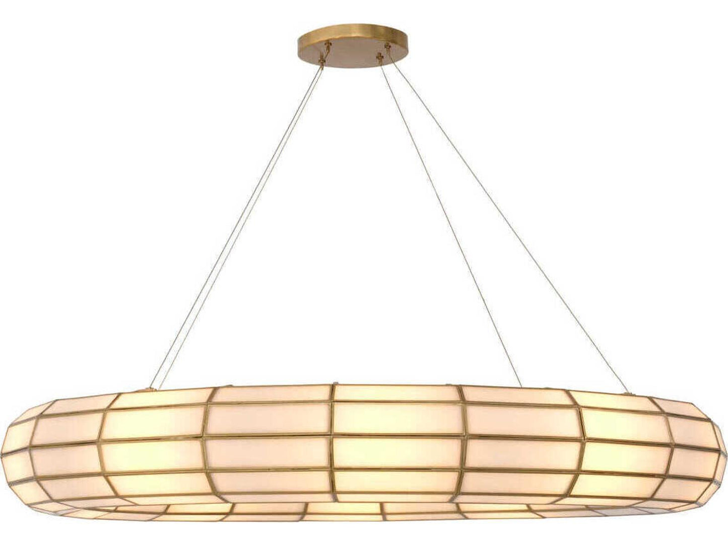 Eichholtz Ronco 10-Light Antique Brass Chandelier with Handmade Glass Panels