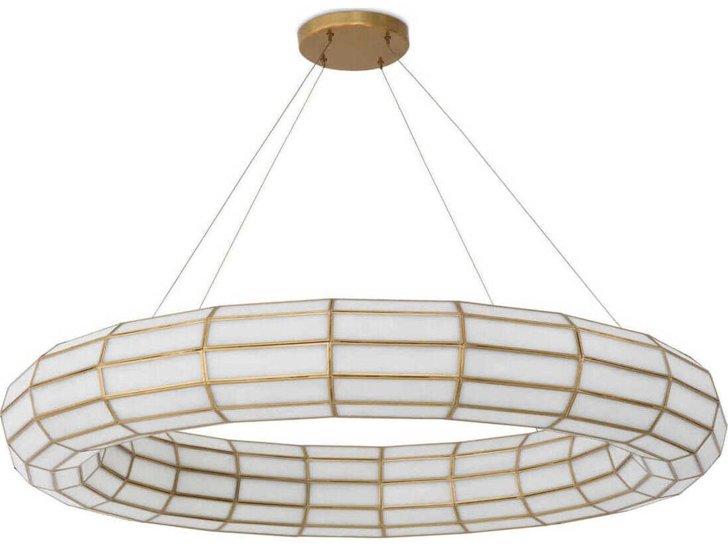 Eichholtz Ronco 10-Light Antique Brass Chandelier with Handmade Glass Panels