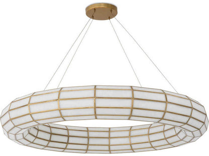 Eichholtz Ronco 10-Light Antique Brass Chandelier with Handmade Glass Panels