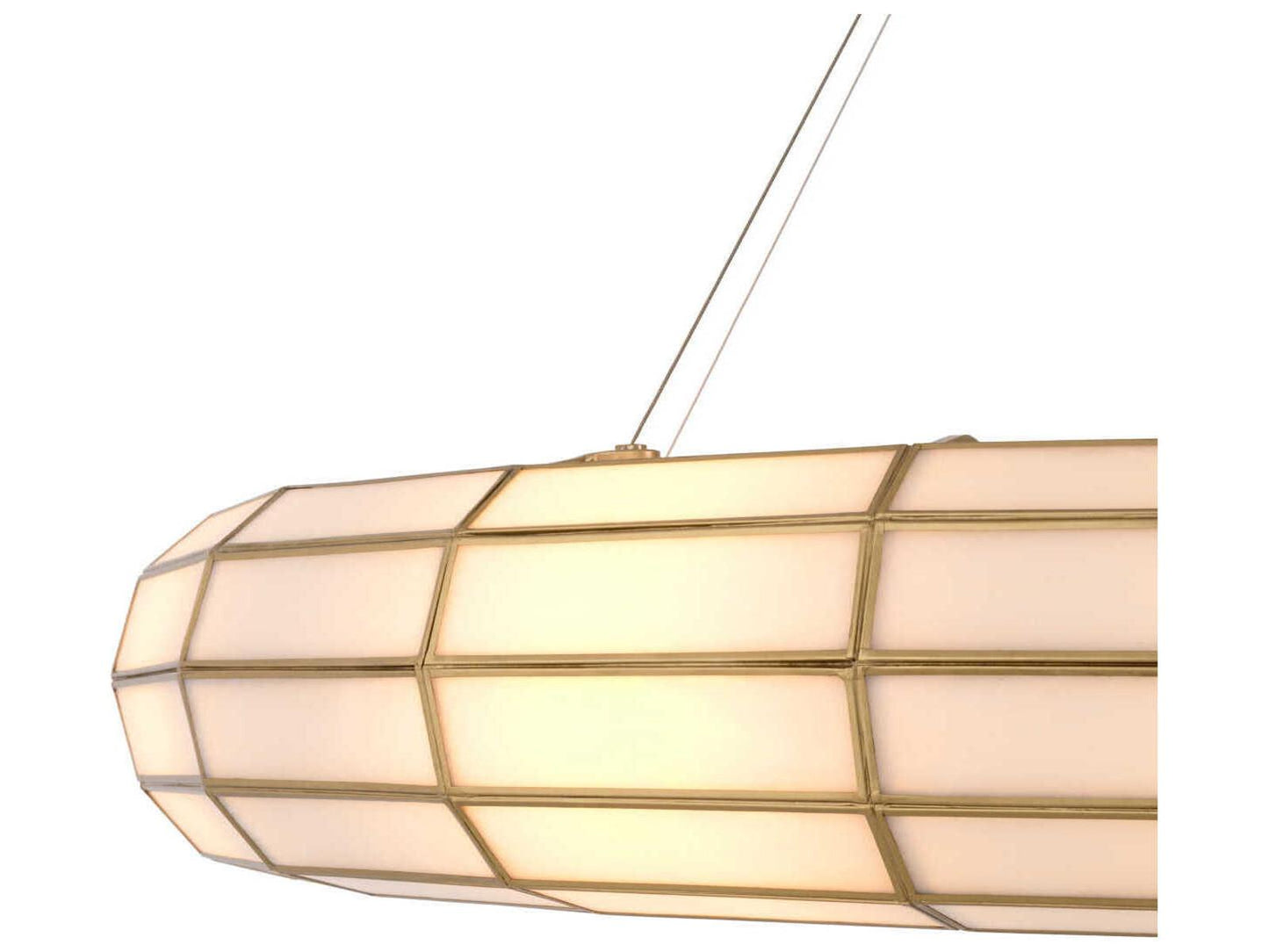Eichholtz Ronco 10-Light Antique Brass Chandelier with Handmade Glass Panels