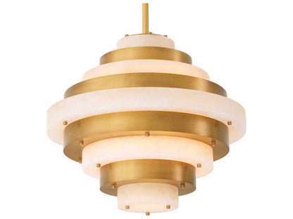 Eichholtz Lazzari 12-Light Tiered Chandelier in Antique Brass and Alabaster