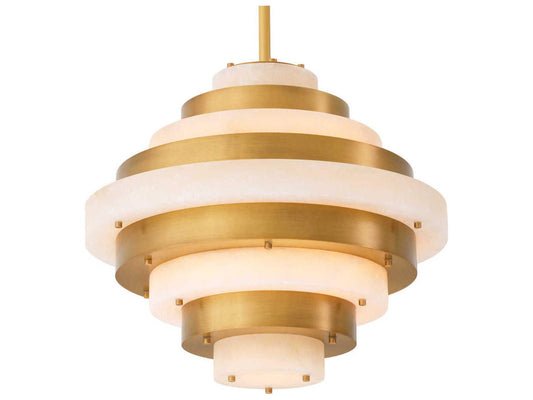 Eichholtz Lazzari 12-Light Tiered Chandelier in Antique Brass and Alabaster