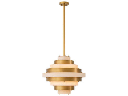 Eichholtz Lazzari 12-Light Tiered Chandelier in Antique Brass and Alabaster