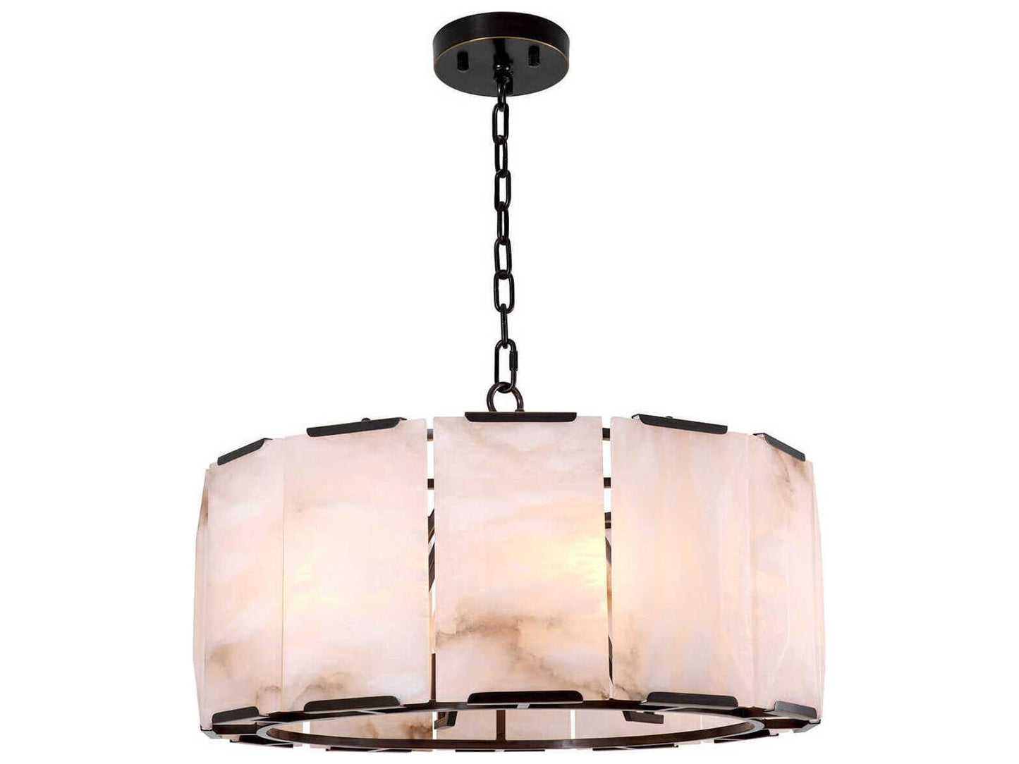 Eichholtz Ortiz 6-Light Chandelier with Alabaster Panels in Bronze Highlight Finish