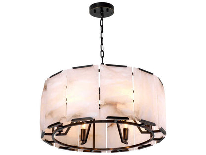 Eichholtz Ortiz 6-Light Chandelier with Alabaster Panels in Bronze Highlight Finish