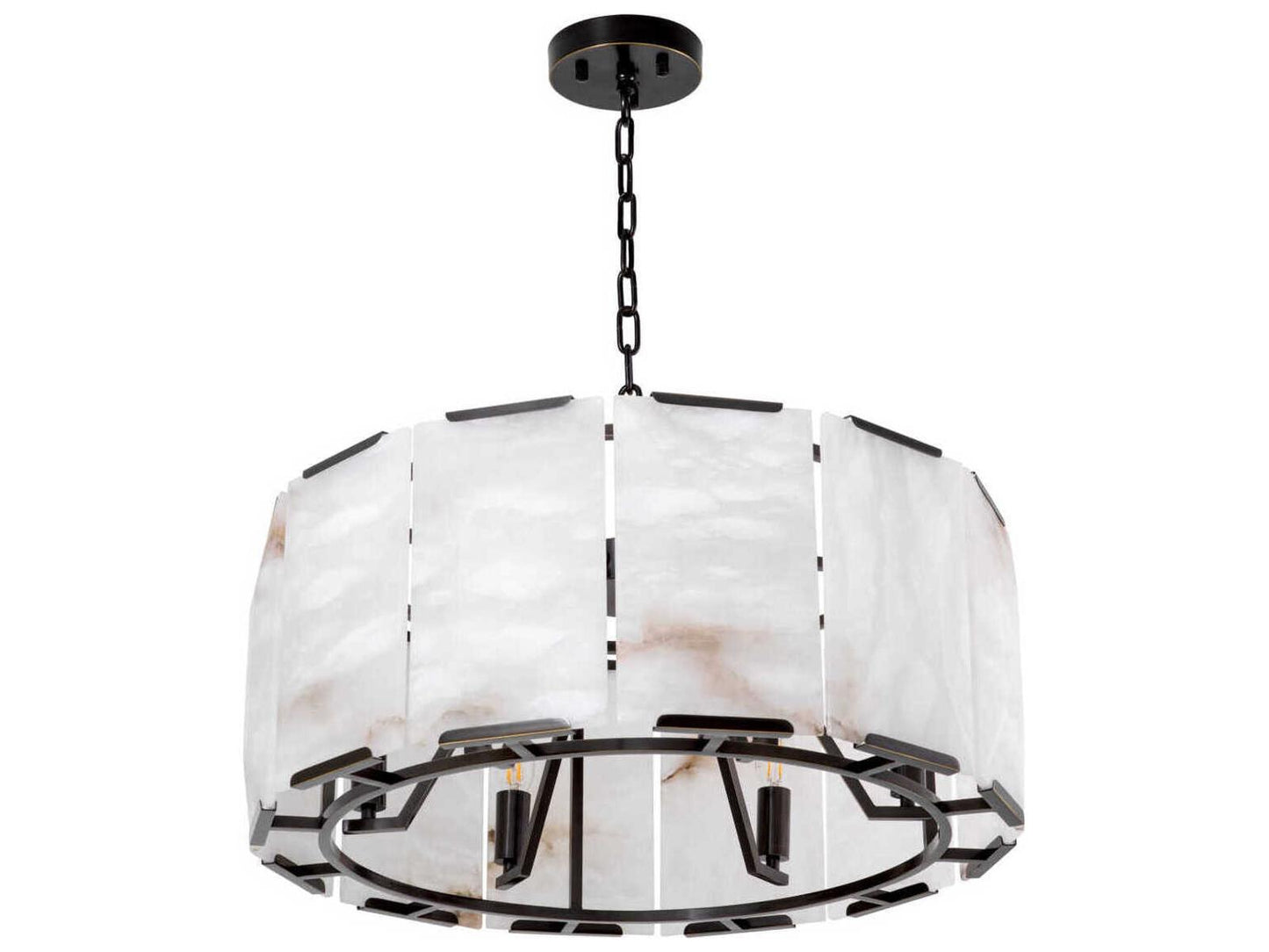 Eichholtz Ortiz 6-Light Chandelier with Alabaster Panels in Bronze Highlight Finish