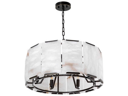 Eichholtz Ortiz 6-Light Chandelier with Alabaster Panels in Bronze Highlight Finish