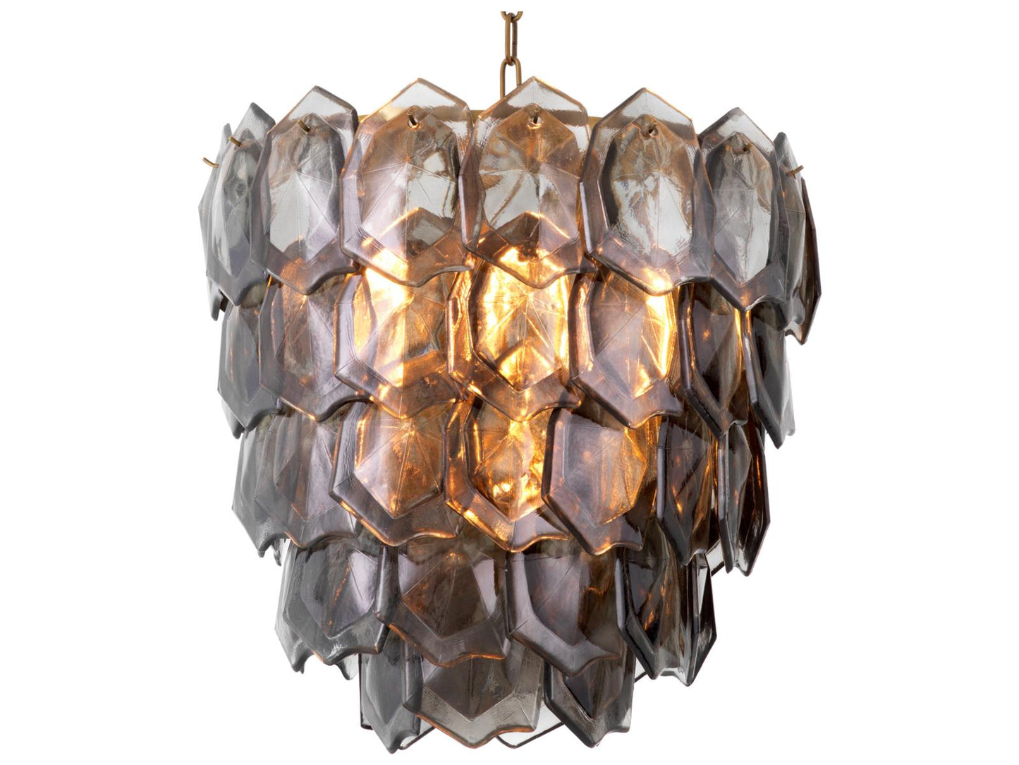 Eichholtz Elias 5-Light Vintage Brass Chandelier with Smoke Glass