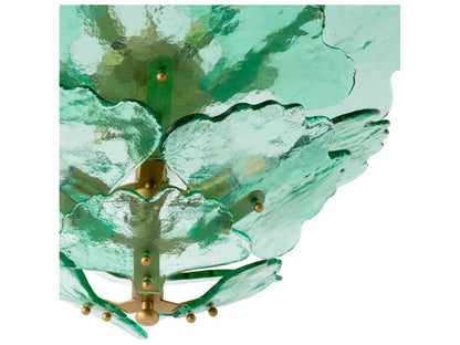 Eichholtz Florina 9-Light Chandelier in Antique Brass with Green Glass