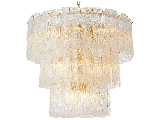 Eichholtz Almeria 18-Light Chandelier in Antique Brass with Handmade Glass