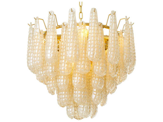 Eichholtz Chaves S 9-Light Champagne Glass Chandelier in Antique Brass Finish