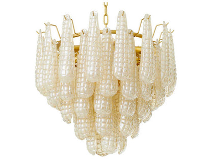 Eichholtz Chaves S 9-Light Champagne Glass Chandelier in Antique Brass Finish
