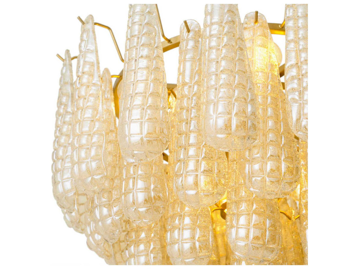 Eichholtz Chaves S 9-Light Champagne Glass Chandelier in Antique Brass Finish