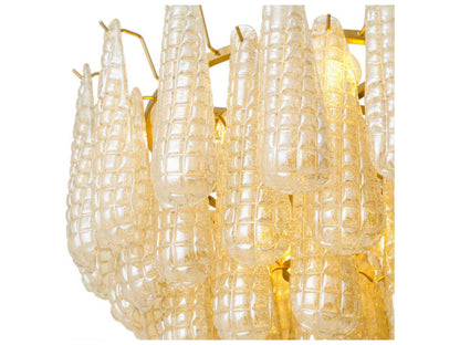 Eichholtz Chaves S 9-Light Champagne Glass Chandelier in Antique Brass Finish