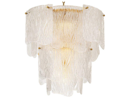Eichholtz 7-Light Asinara Chandelier with Clear Textured Glass and Antique Brass Finish