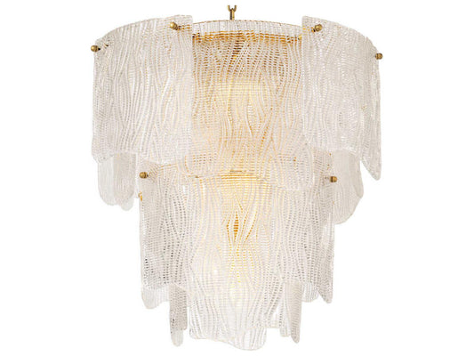 Eichholtz 7-Light Asinara Chandelier with Clear Textured Glass and Antique Brass Finish