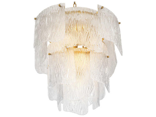 Eichholtz 7-Light Asinara Chandelier with Clear Textured Glass and Antique Brass Finish