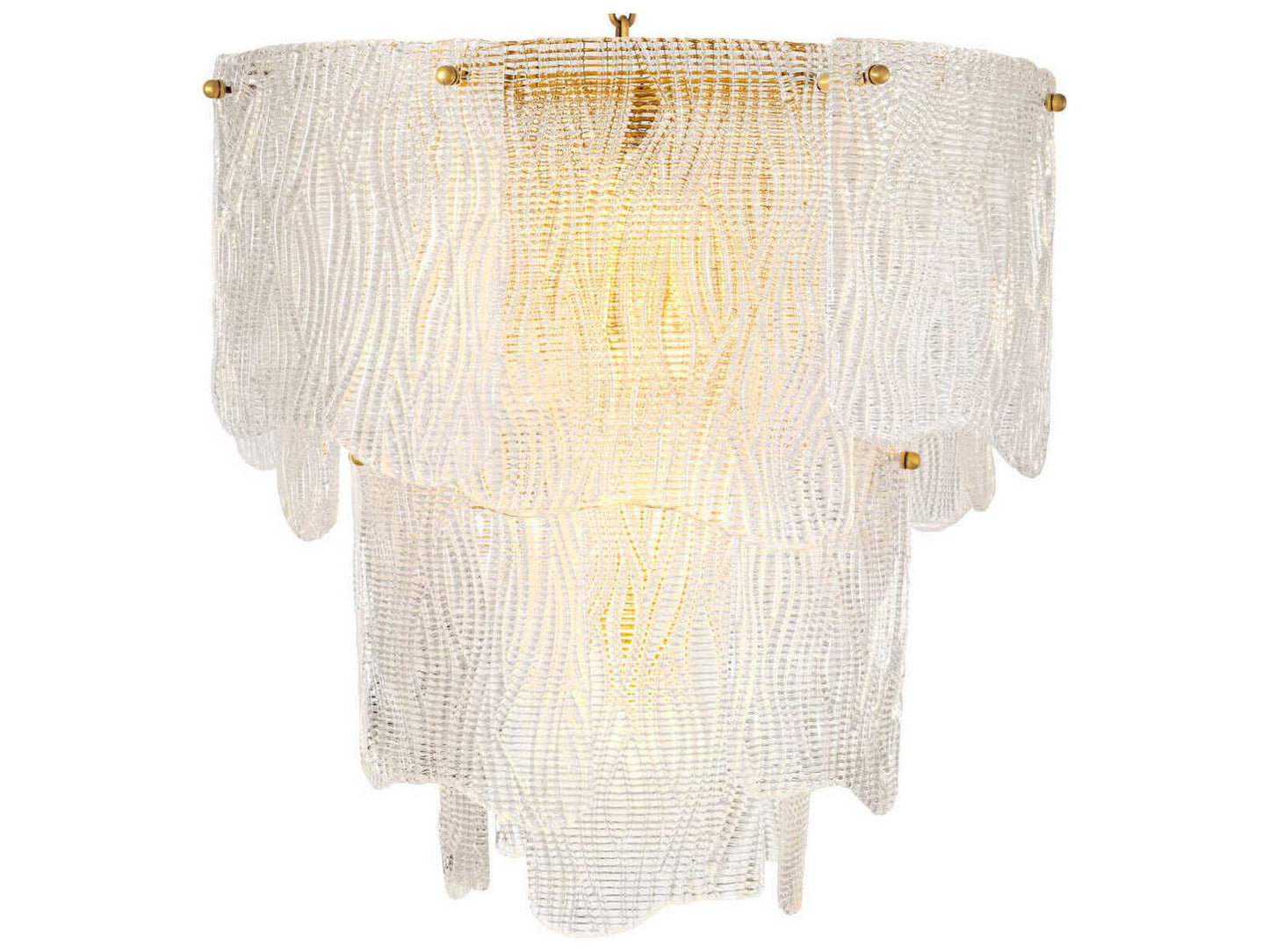 Eichholtz 7-Light Asinara Chandelier with Clear Textured Glass and Antique Brass Finish