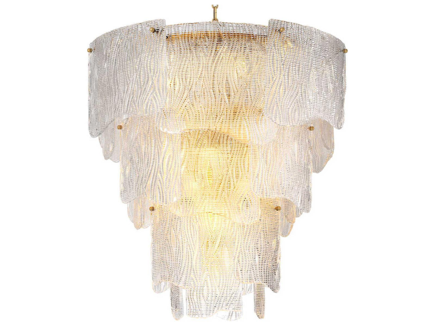 Eichholtz Asinara L 13-Light Clear Textured Glass Chandelier in Antique Brass