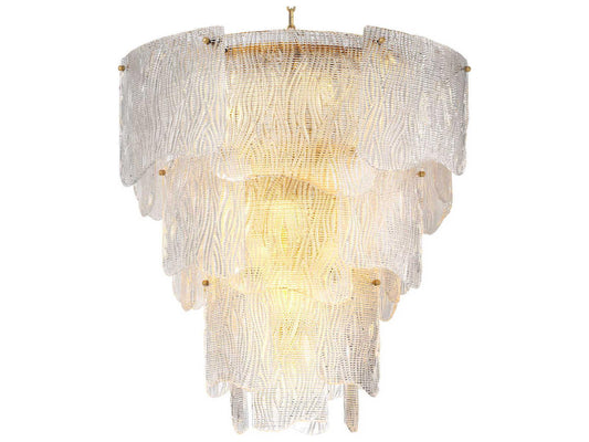 Eichholtz Asinara L 13-Light Clear Textured Glass Chandelier in Antique Brass