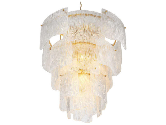 Eichholtz Asinara L 13-Light Clear Textured Glass Chandelier in Antique Brass