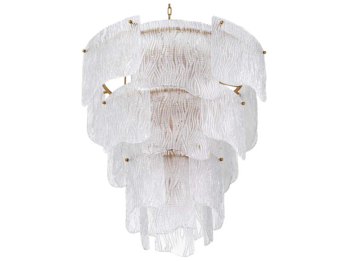 Eichholtz Asinara L 13-Light Clear Textured Glass Chandelier in Antique Brass