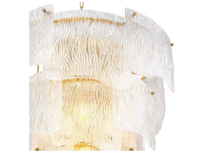 Eichholtz Asinara L 13-Light Clear Textured Glass Chandelier in Antique Brass