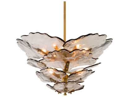 Eichholtz 9-Light Florina Chandelier in Antique Brass and Smoke Glass