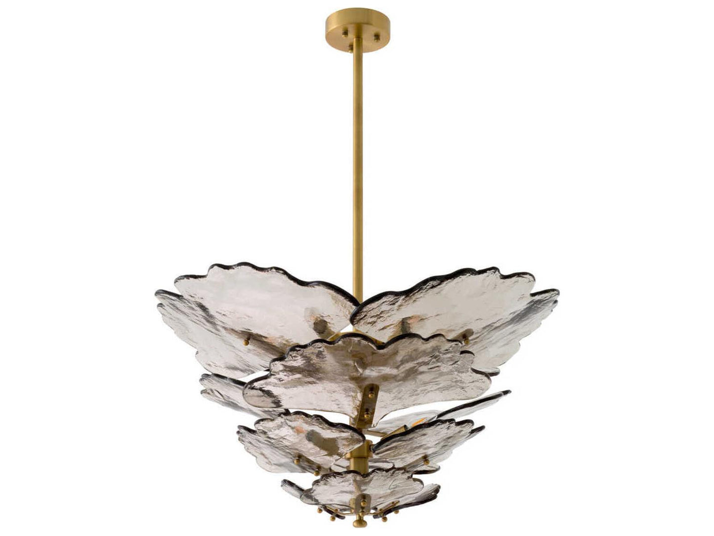 Eichholtz 9-Light Florina Chandelier in Antique Brass and Smoke Glass