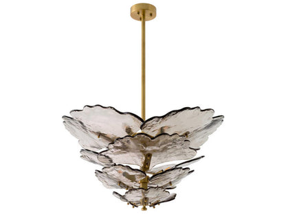 Eichholtz 9-Light Florina Chandelier in Antique Brass and Smoke Glass